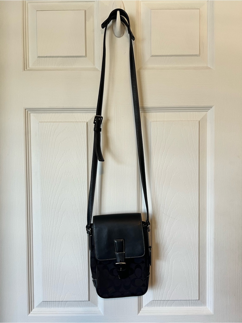 Coach Black Monogram Crossbody Bag.